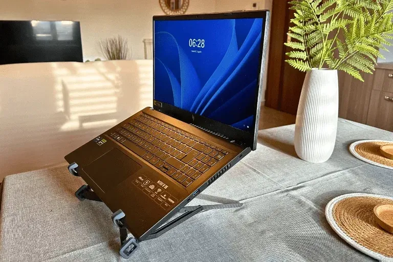 NEXSTAND K1 Laptop Stand, Carbon Fiber Folding Portable Desktop Laptop Holder, 7 Levels Height Adjustable Ergonomic Laptop Riser for Desk, MacBook, Notebook