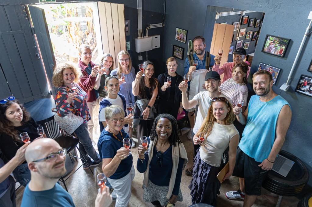Madeira Friends community toast at a local tasting event